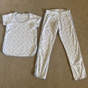 LAKE pajamas french blue floral short sleeve pj pants set XS